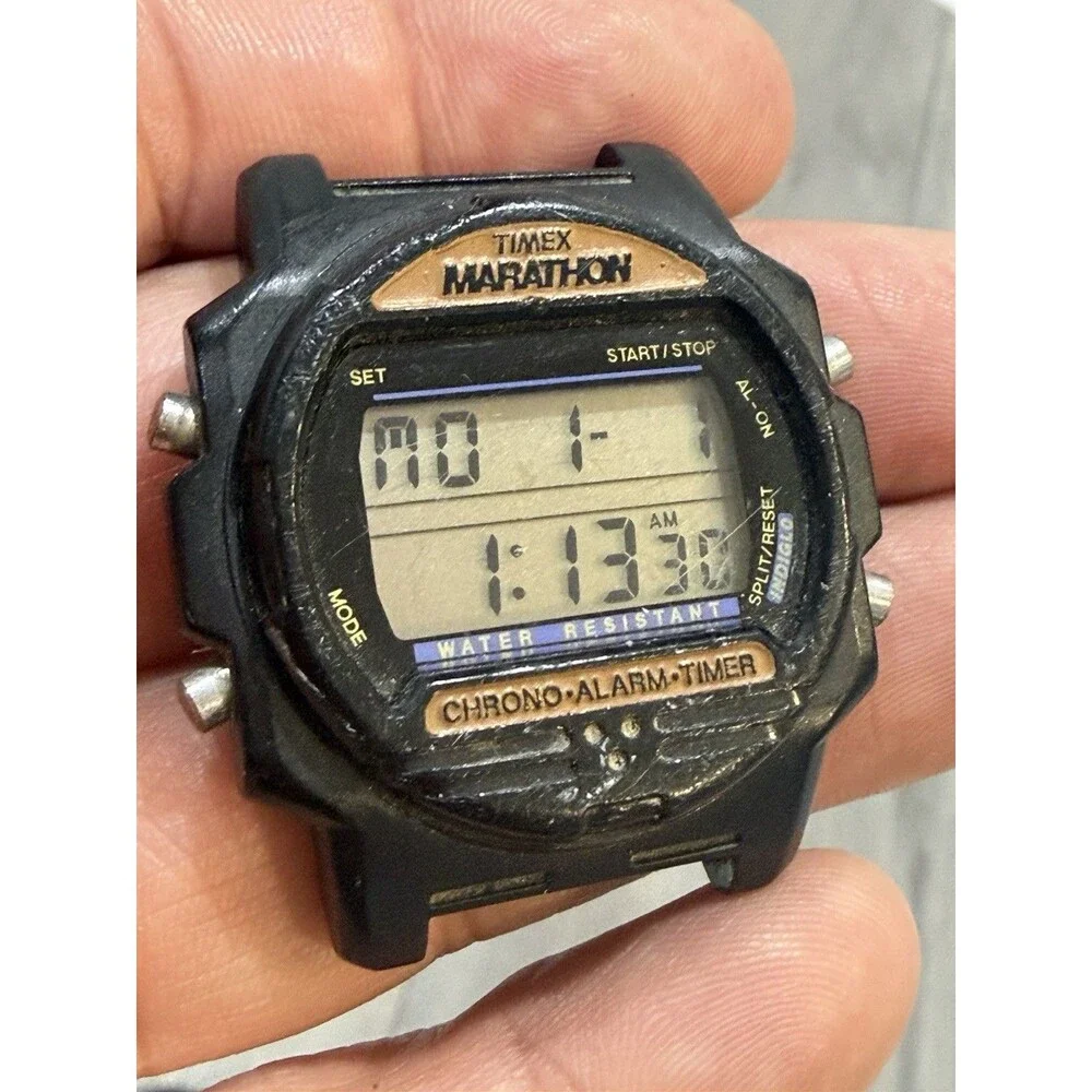 Vintage Timex Digital Watch Lot Marathon & Timex Quartz For Parts Repair